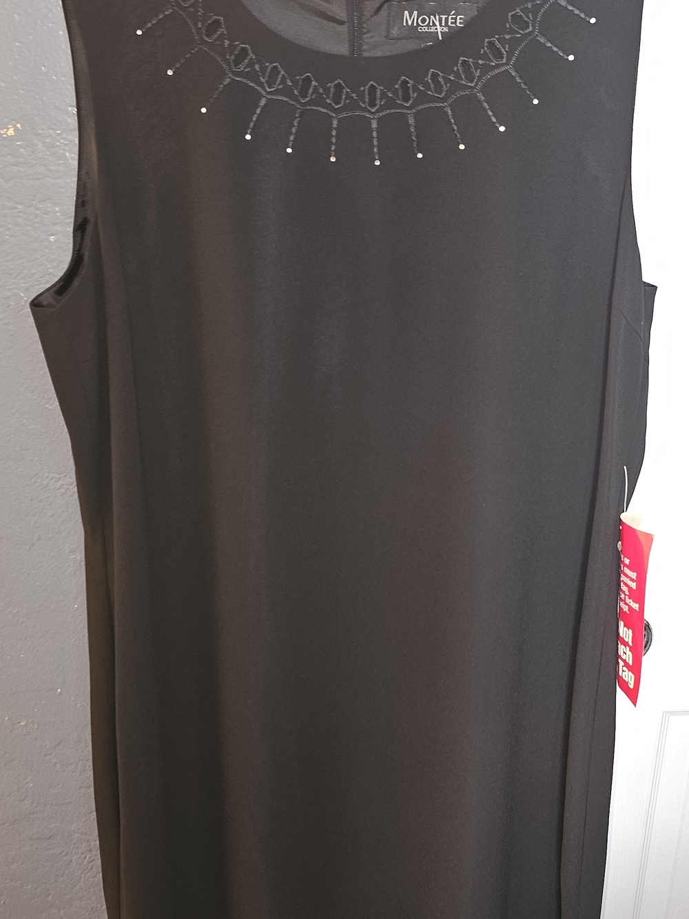Montée Collection Black Embroidered Neck Blouse